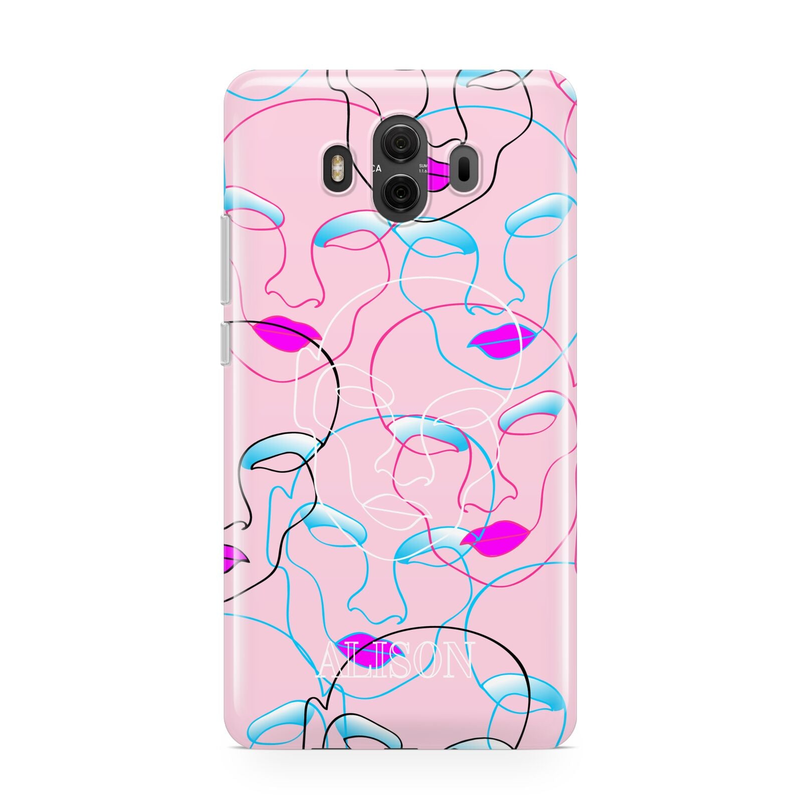 Personalised Pink Line Art Huawei Mate 10 Protective Phone Case