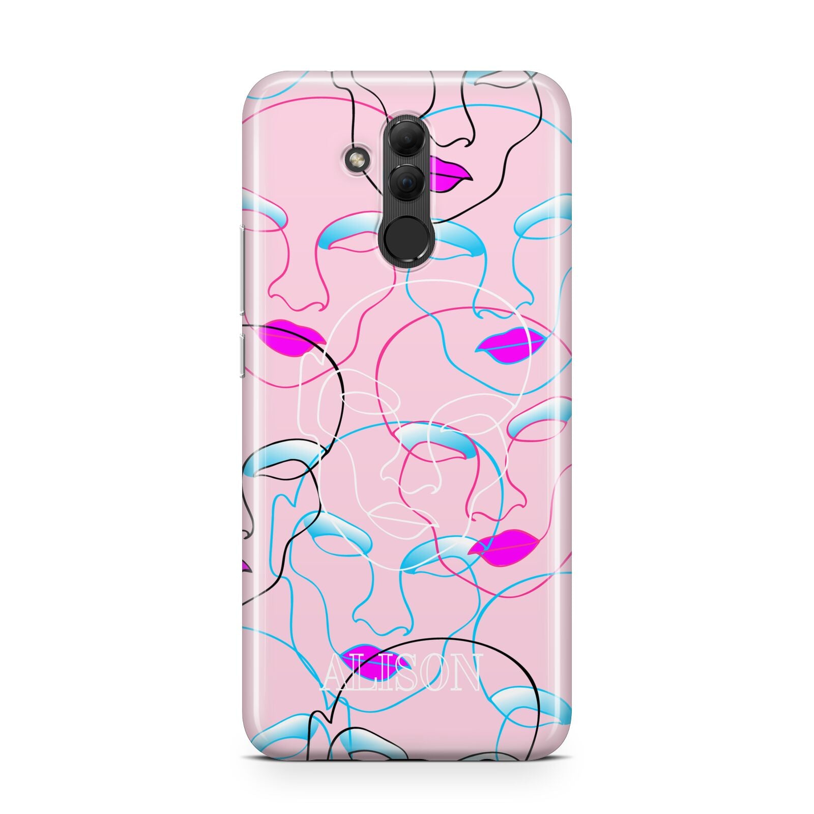 Personalised Pink Line Art Huawei Mate 20 Lite