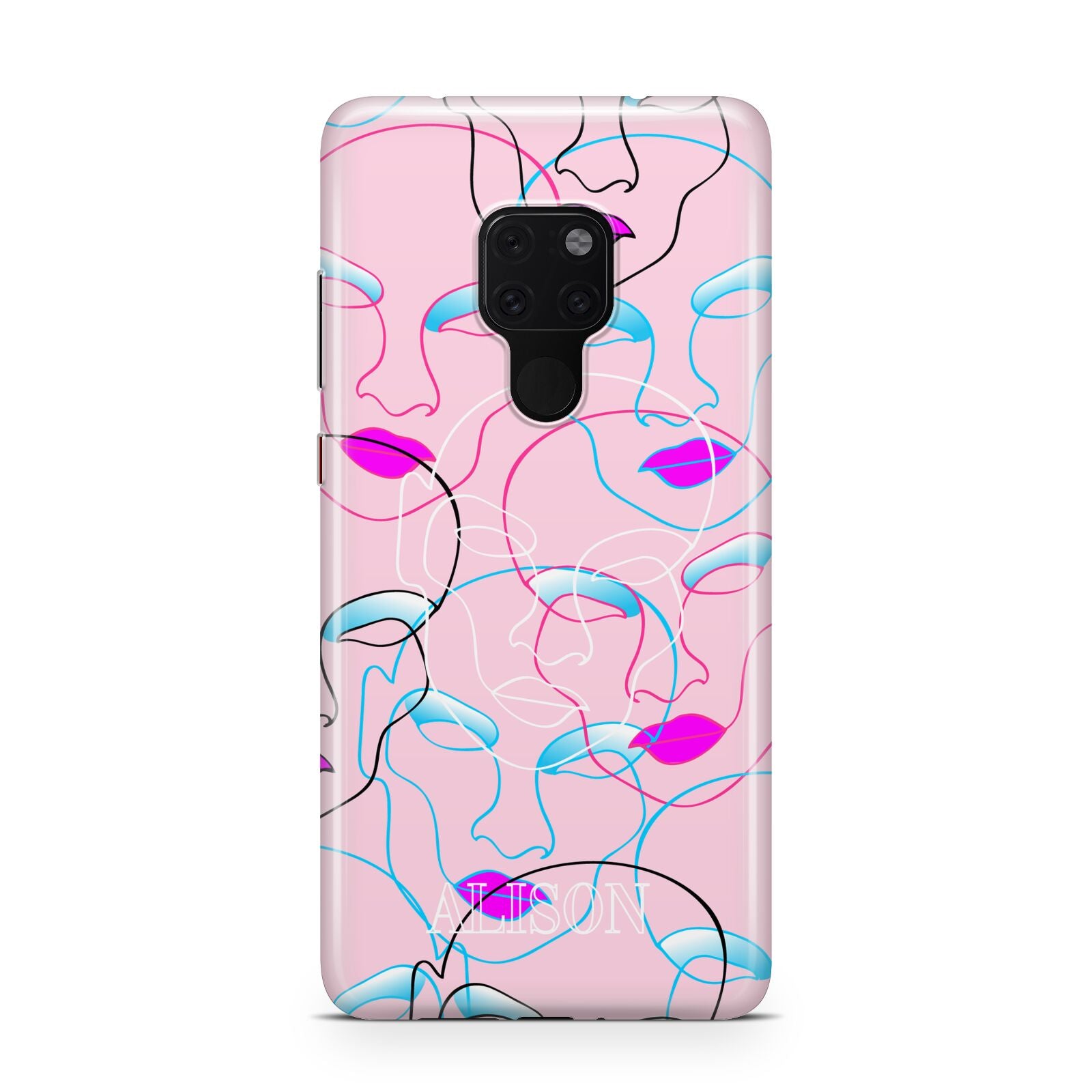 Personalised Pink Line Art Huawei Mate 20 Phone Case