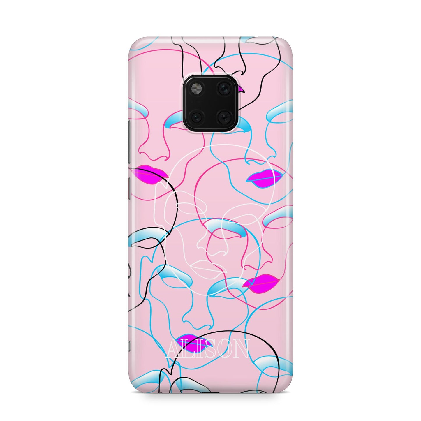 Personalised Pink Line Art Huawei Mate 20 Pro Phone Case