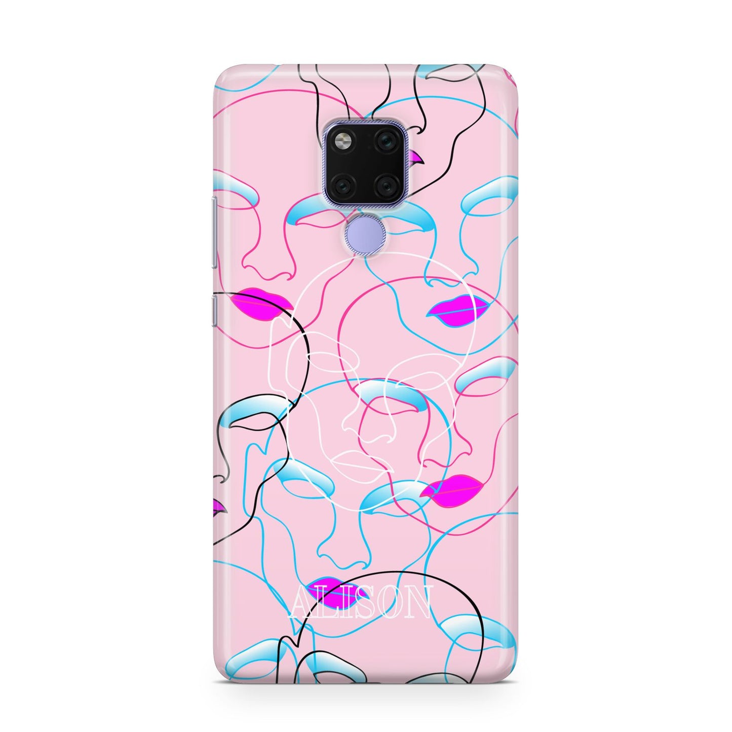 Personalised Pink Line Art Huawei Mate 20X Phone Case