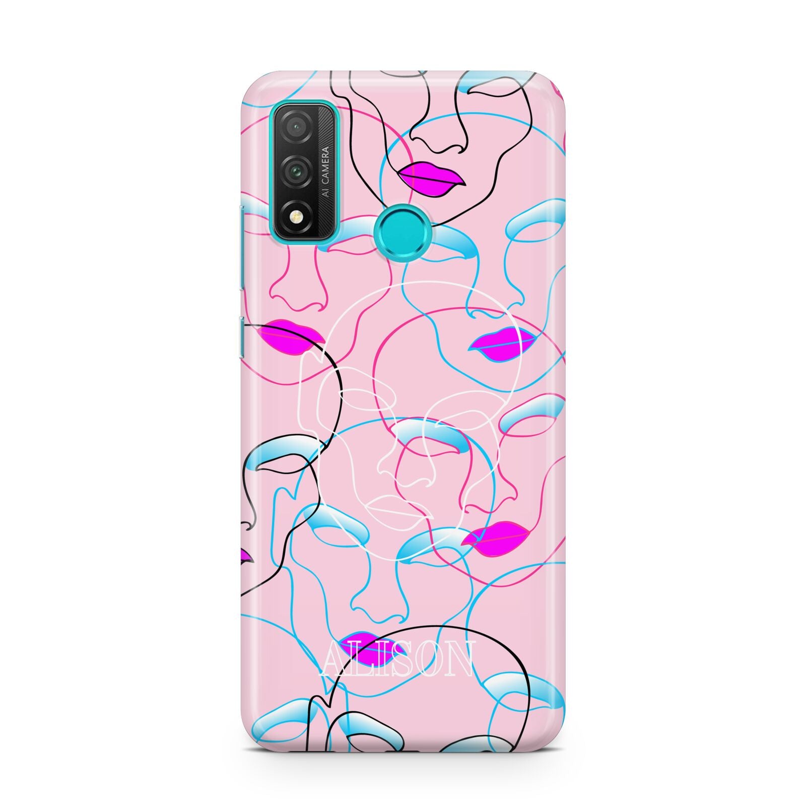 Personalised Pink Line Art Huawei P Smart 2020