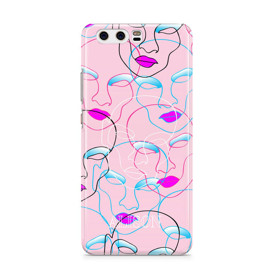 Personalised Pink Line Art Huawei P10 Phone Case