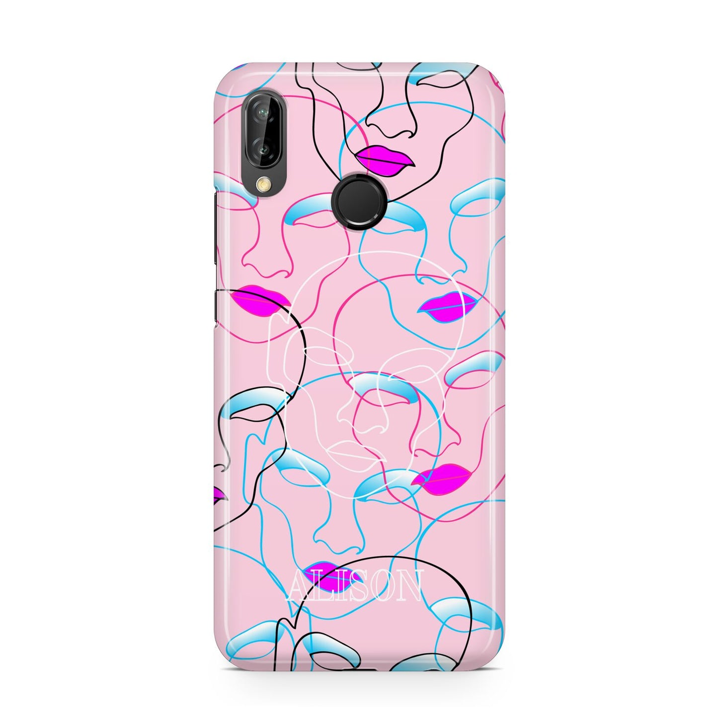 Personalised Pink Line Art Huawei P20 Lite Phone Case