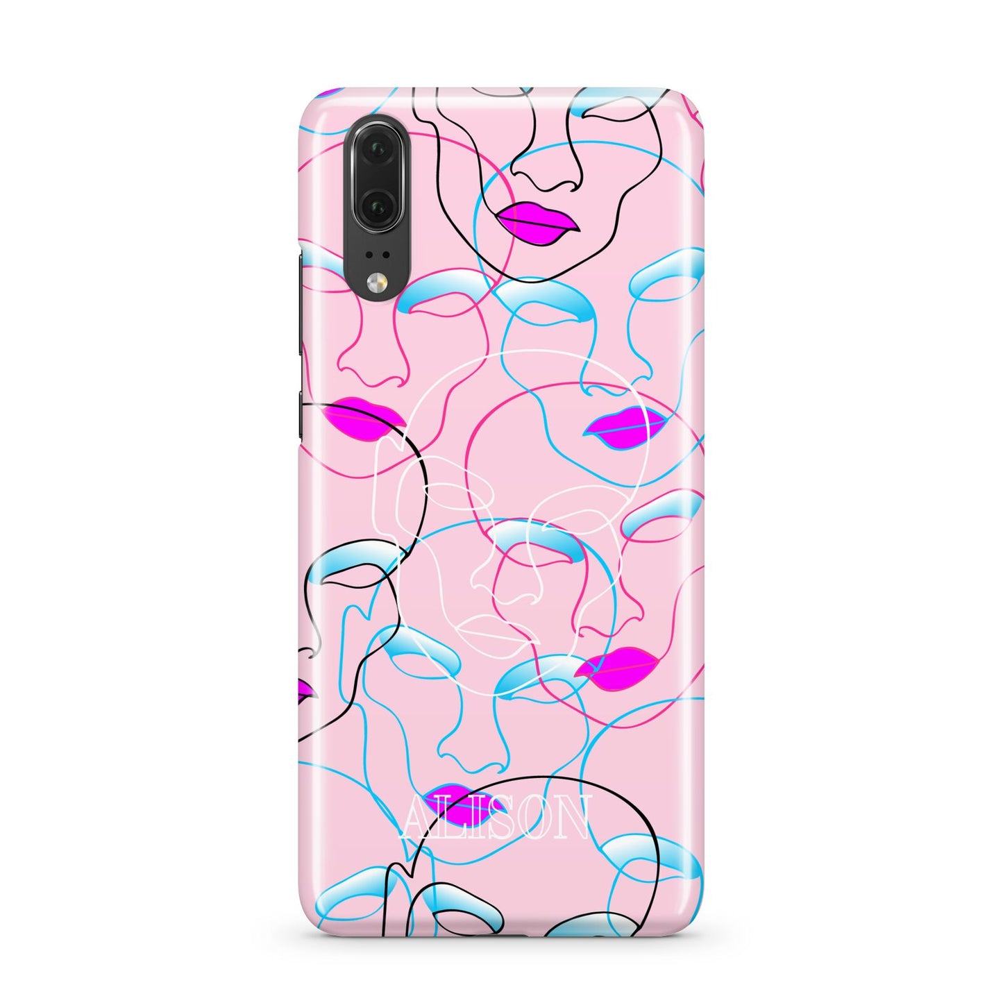 Personalised Pink Line Art Huawei P20 Phone Case