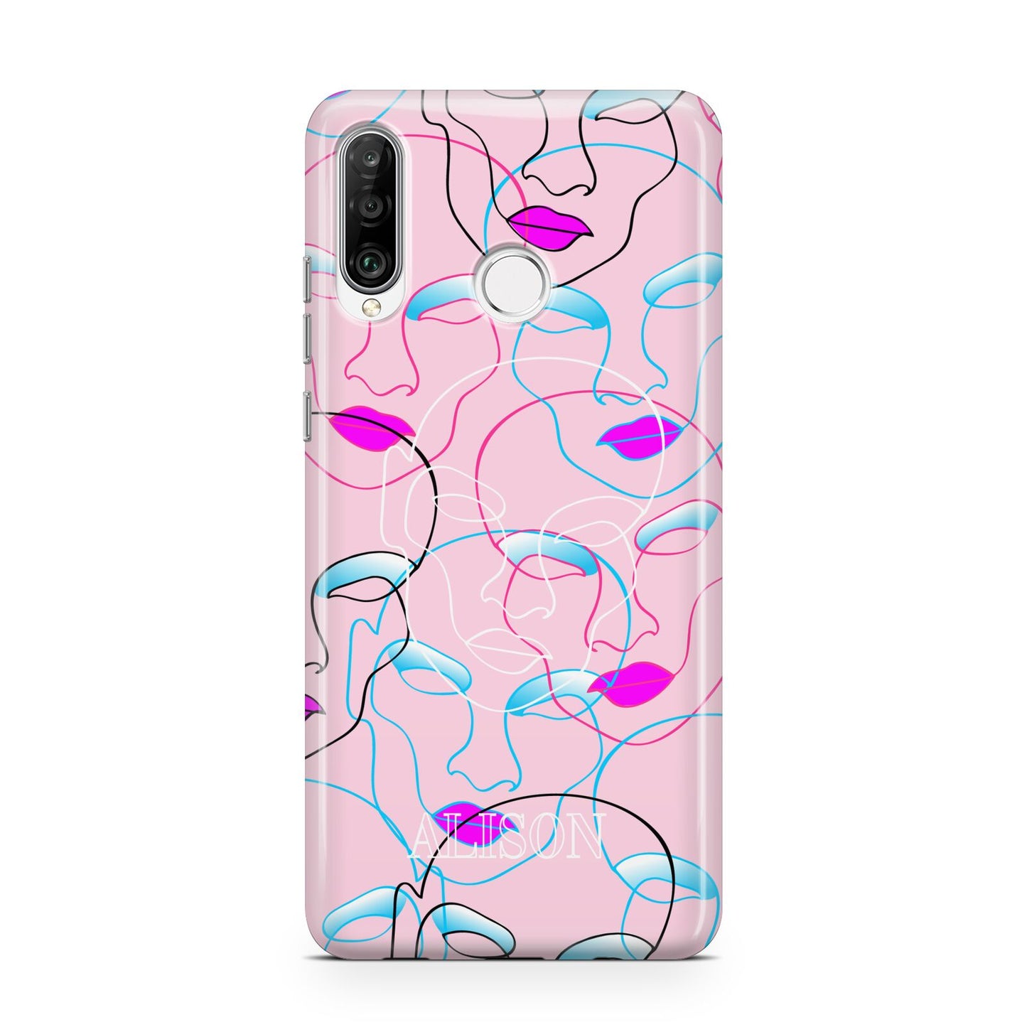 Personalised Pink Line Art Huawei P30 Lite Phone Case