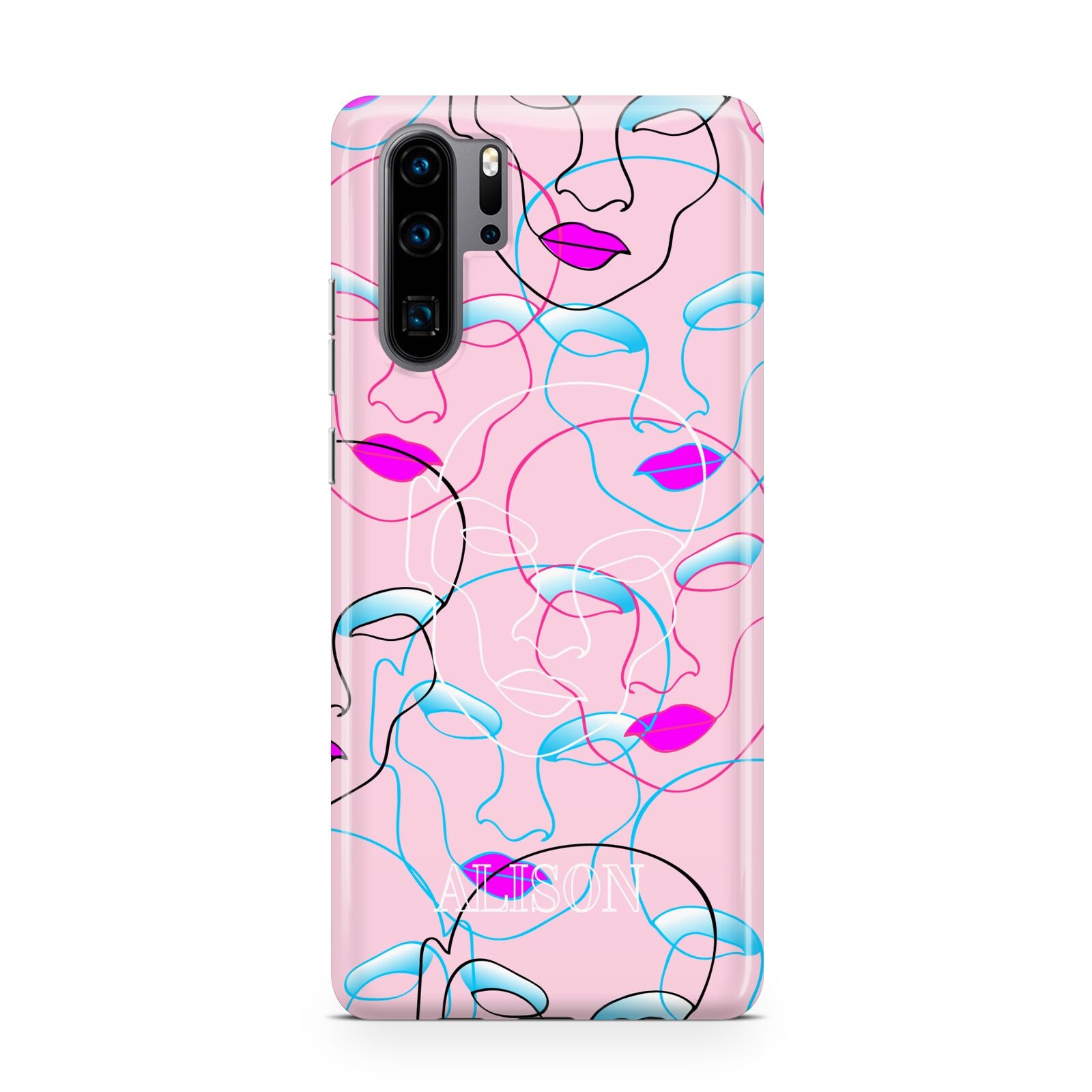 Personalised Pink Line Art Huawei P30 Pro Phone Case