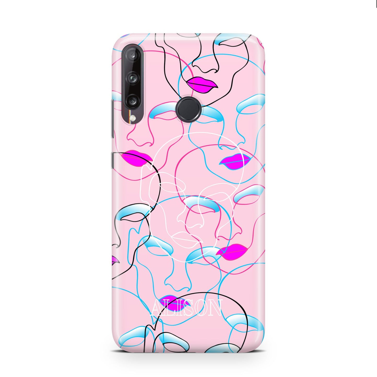 Personalised Pink Line Art Huawei P40 Lite E Phone Case