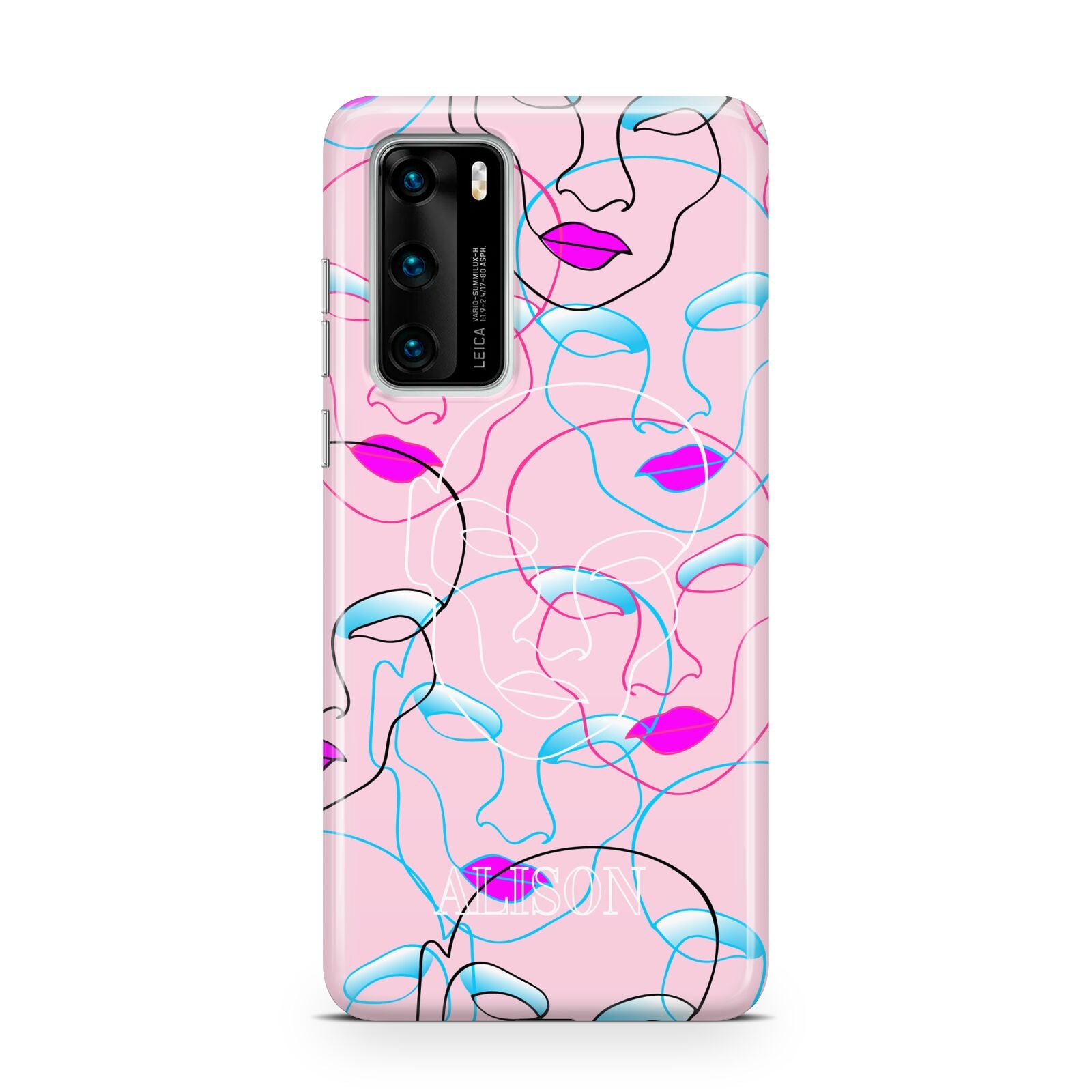 Personalised Pink Line Art Huawei P40 Phone Case