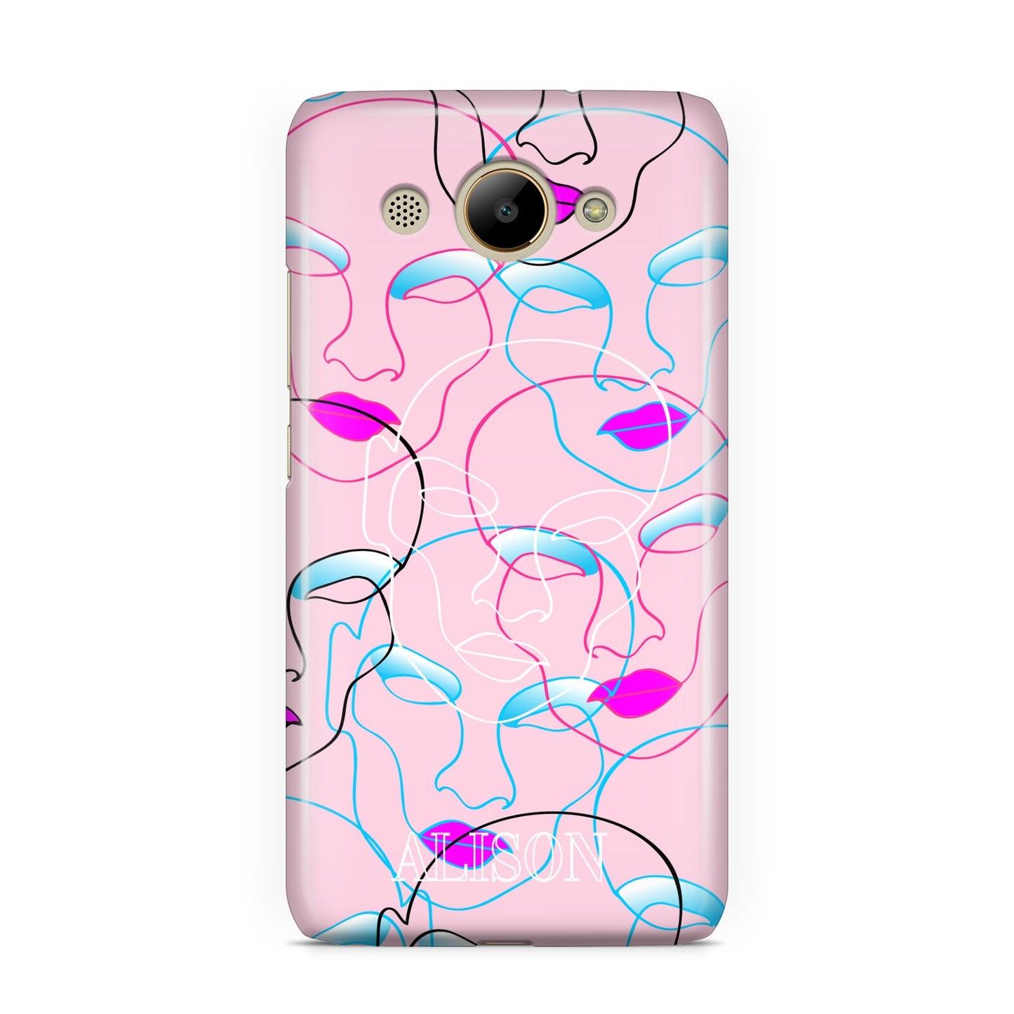 Personalised Pink Line Art Huawei Y3 2017