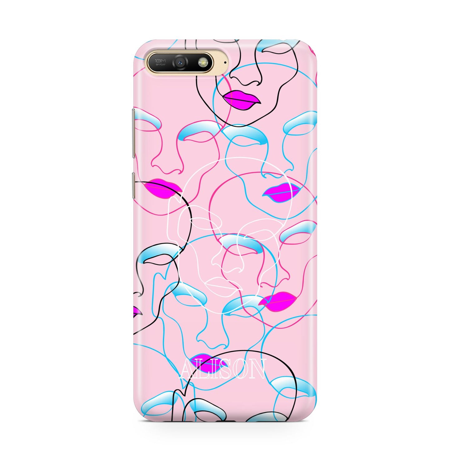 Personalised Pink Line Art Huawei Y6 2018