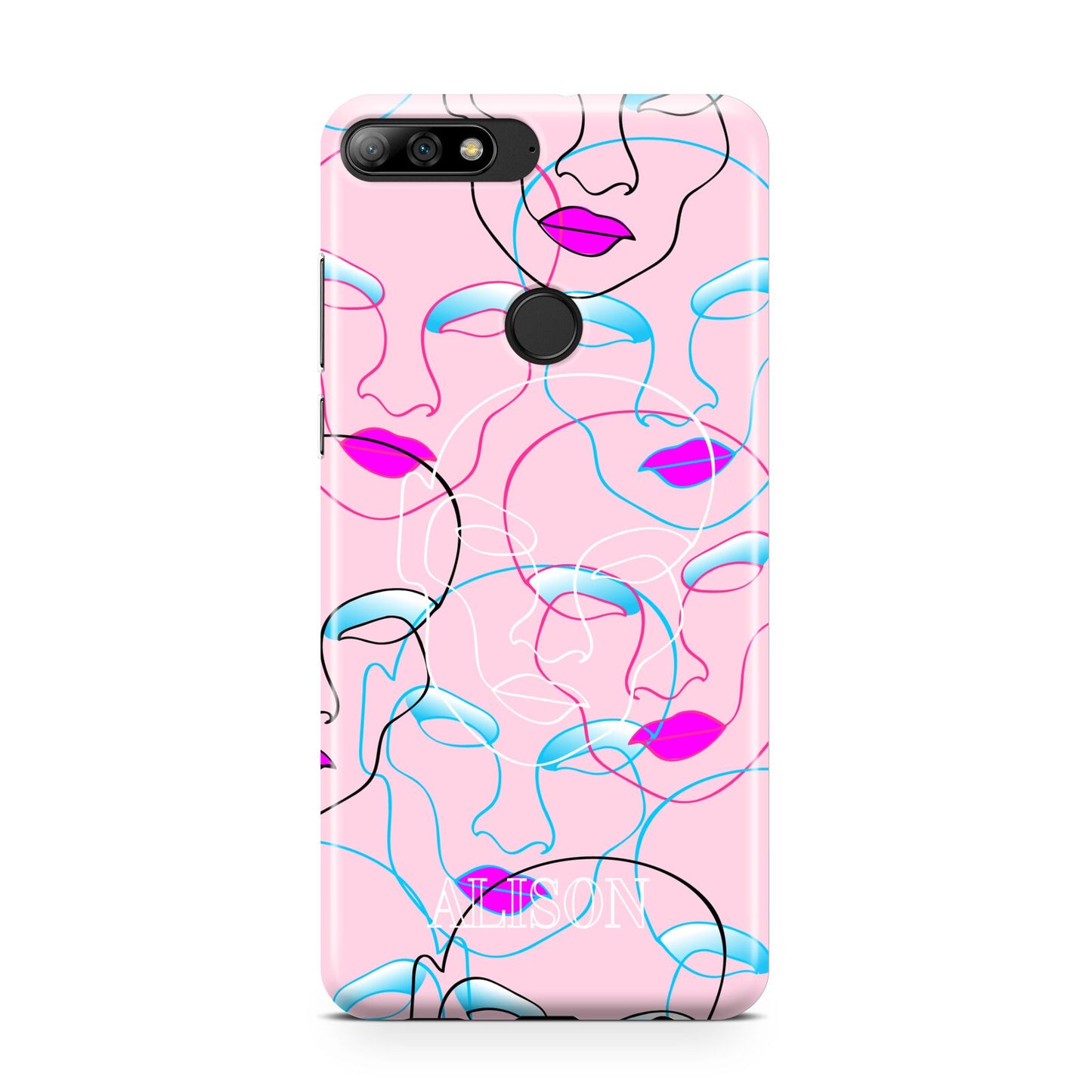 Personalised Pink Line Art Huawei Y7 2018