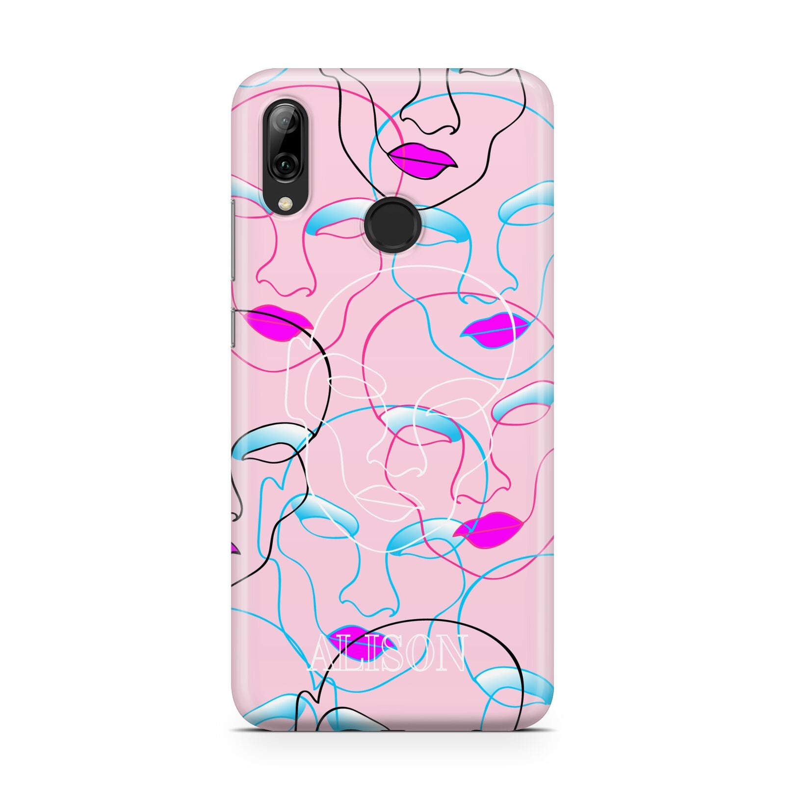 Personalised Pink Line Art Huawei Y7 2019