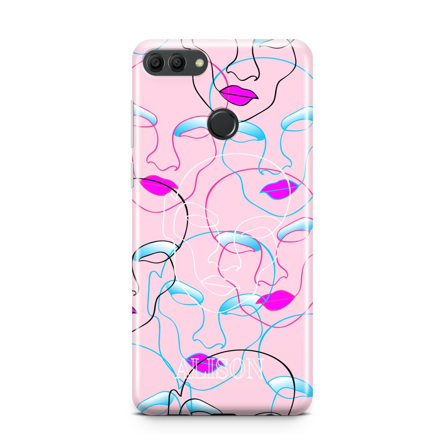 Personalised Pink Line Art Huawei Y9 2018