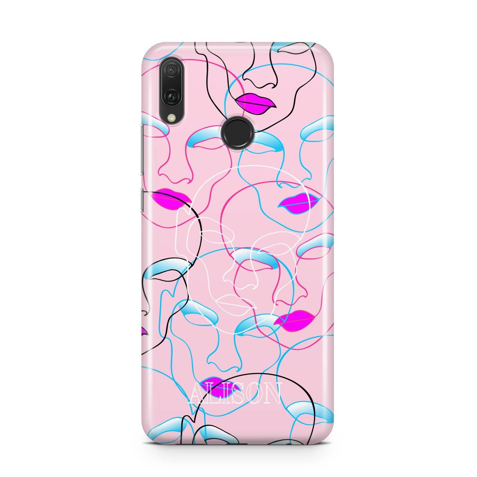 Personalised Pink Line Art Huawei Y9 2019