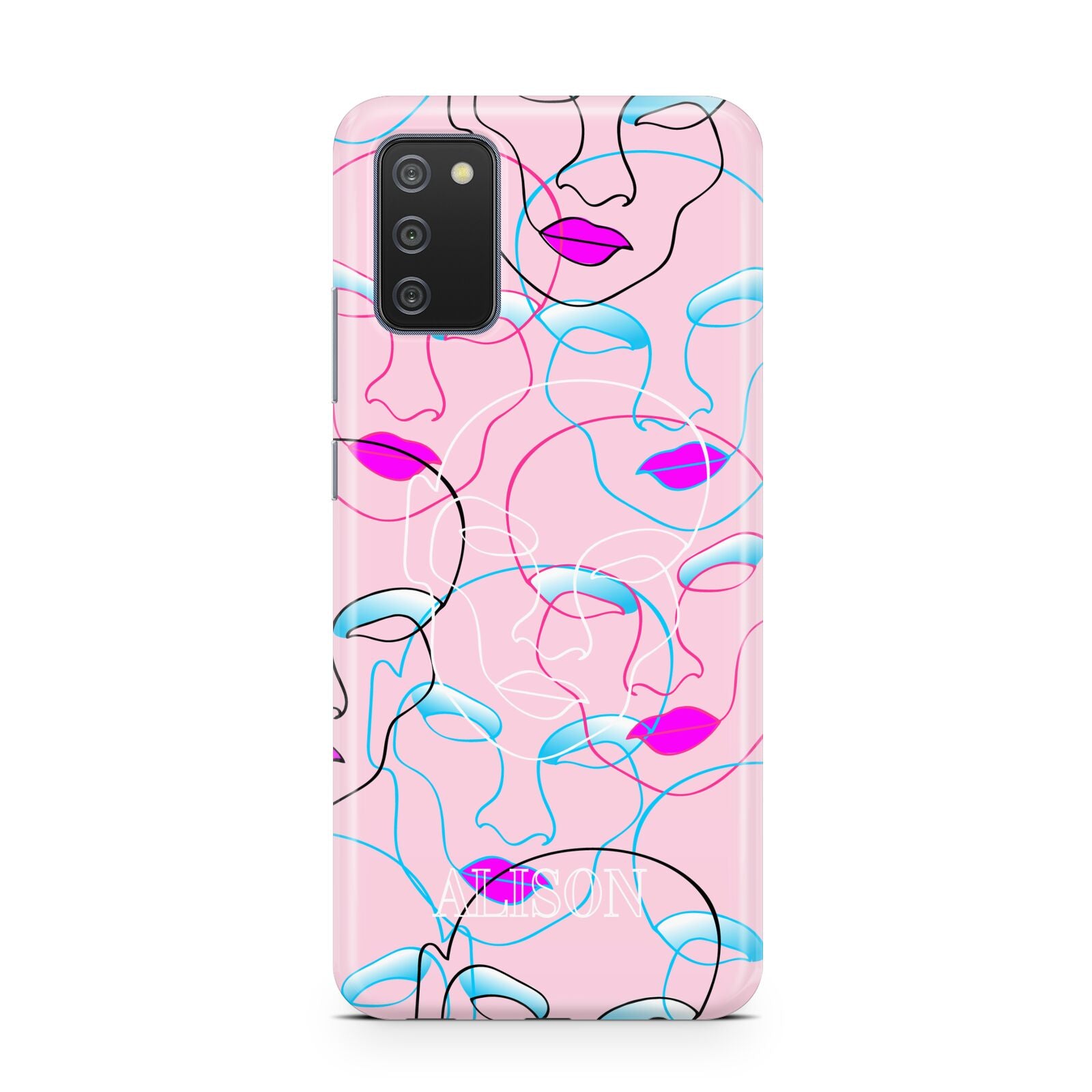 Personalised Pink Line Art Samsung A02s Case