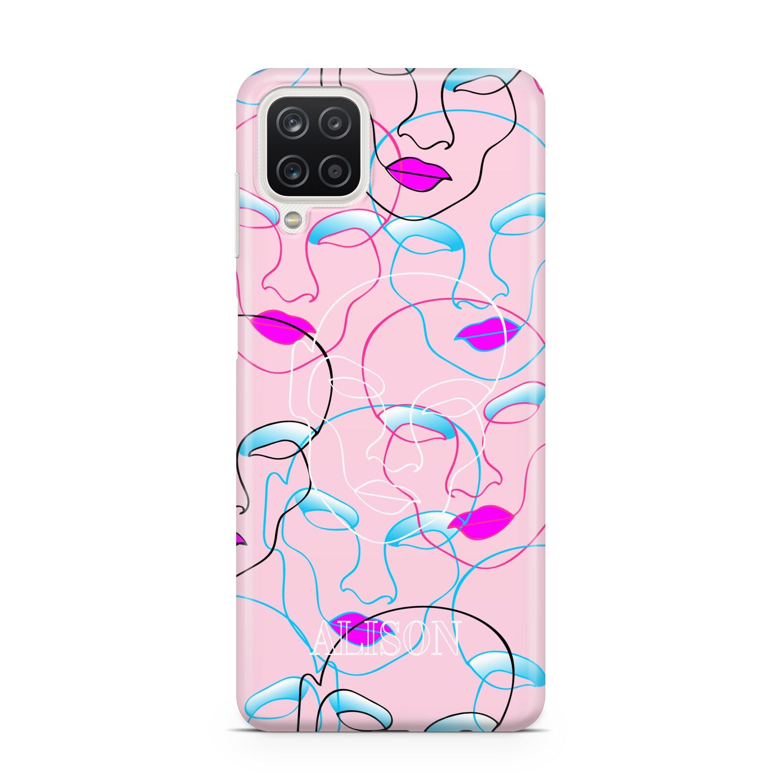 Personalised Pink Line Art Samsung A12 Case