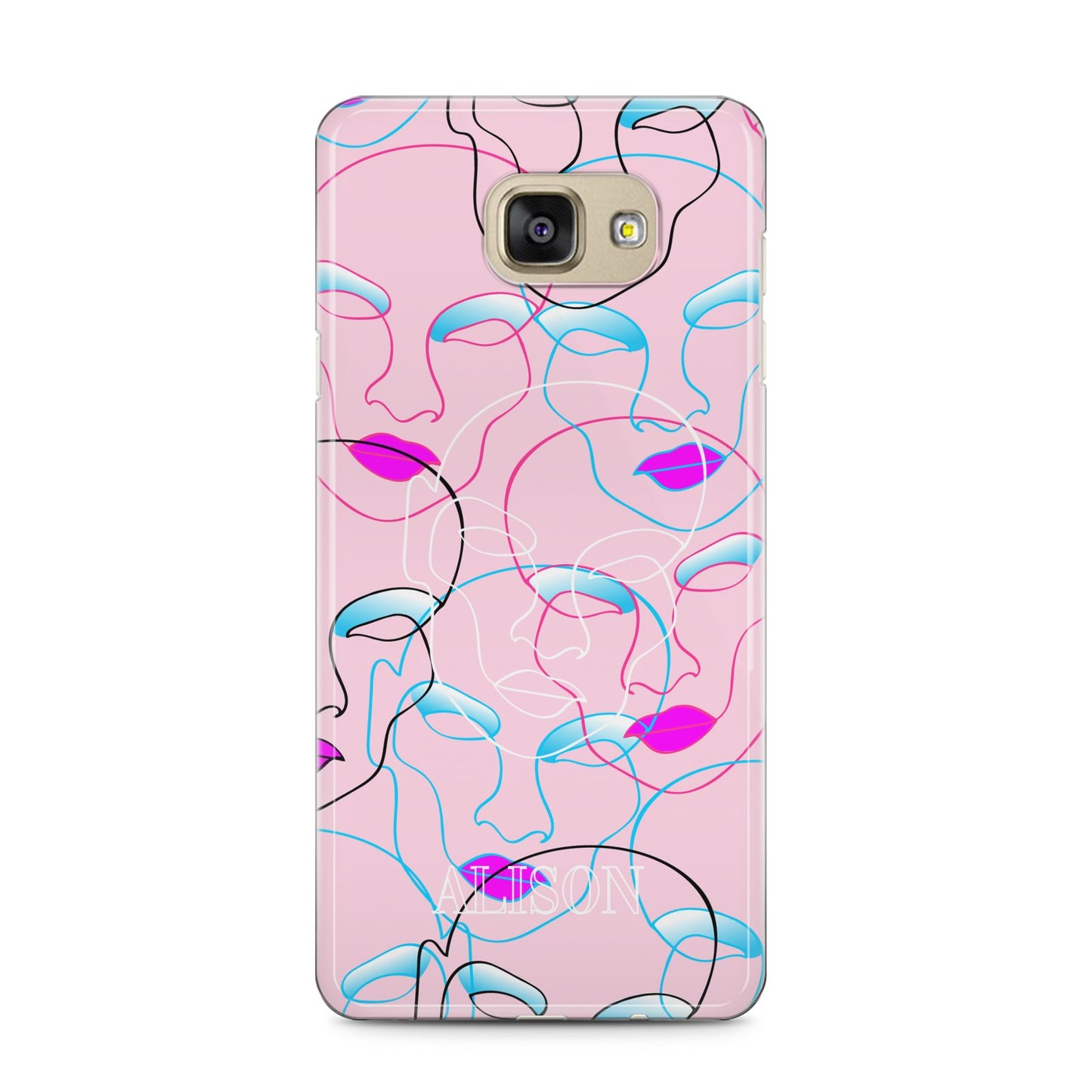 Personalised Pink Line Art Samsung Galaxy A5 2016 Case on gold phone