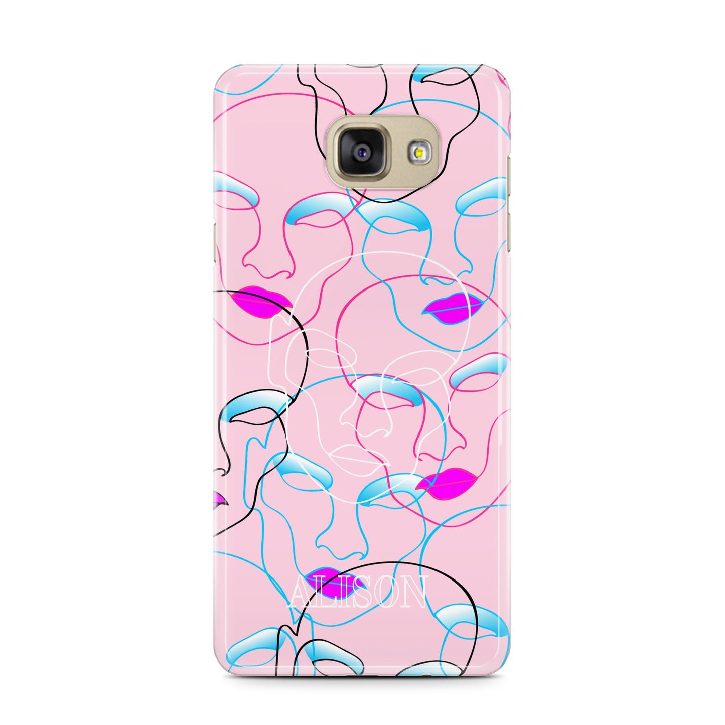 Personalised Pink Line Art Samsung Galaxy A7 2016 Case on gold phone