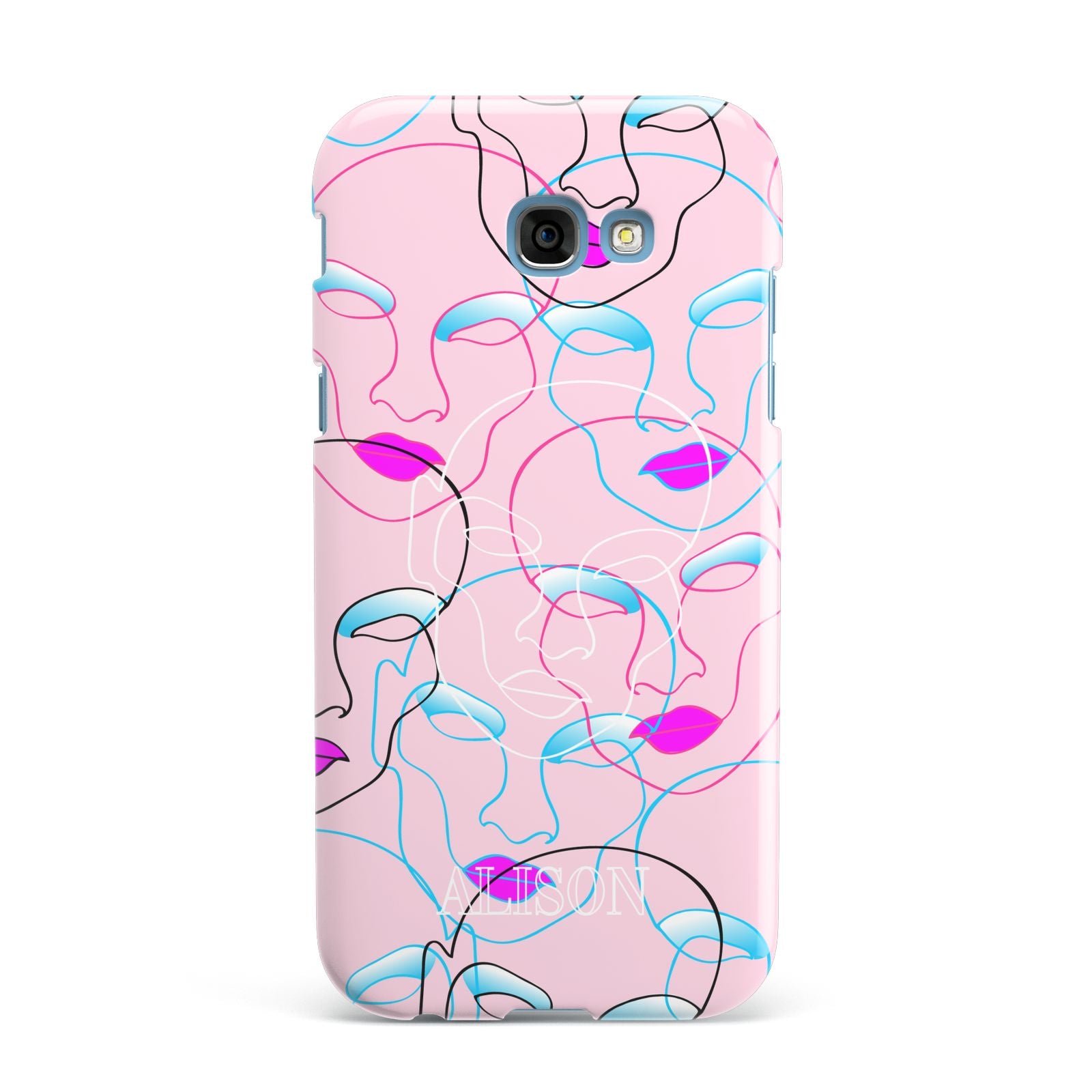 Personalised Pink Line Art Samsung Galaxy A7 2017 Case