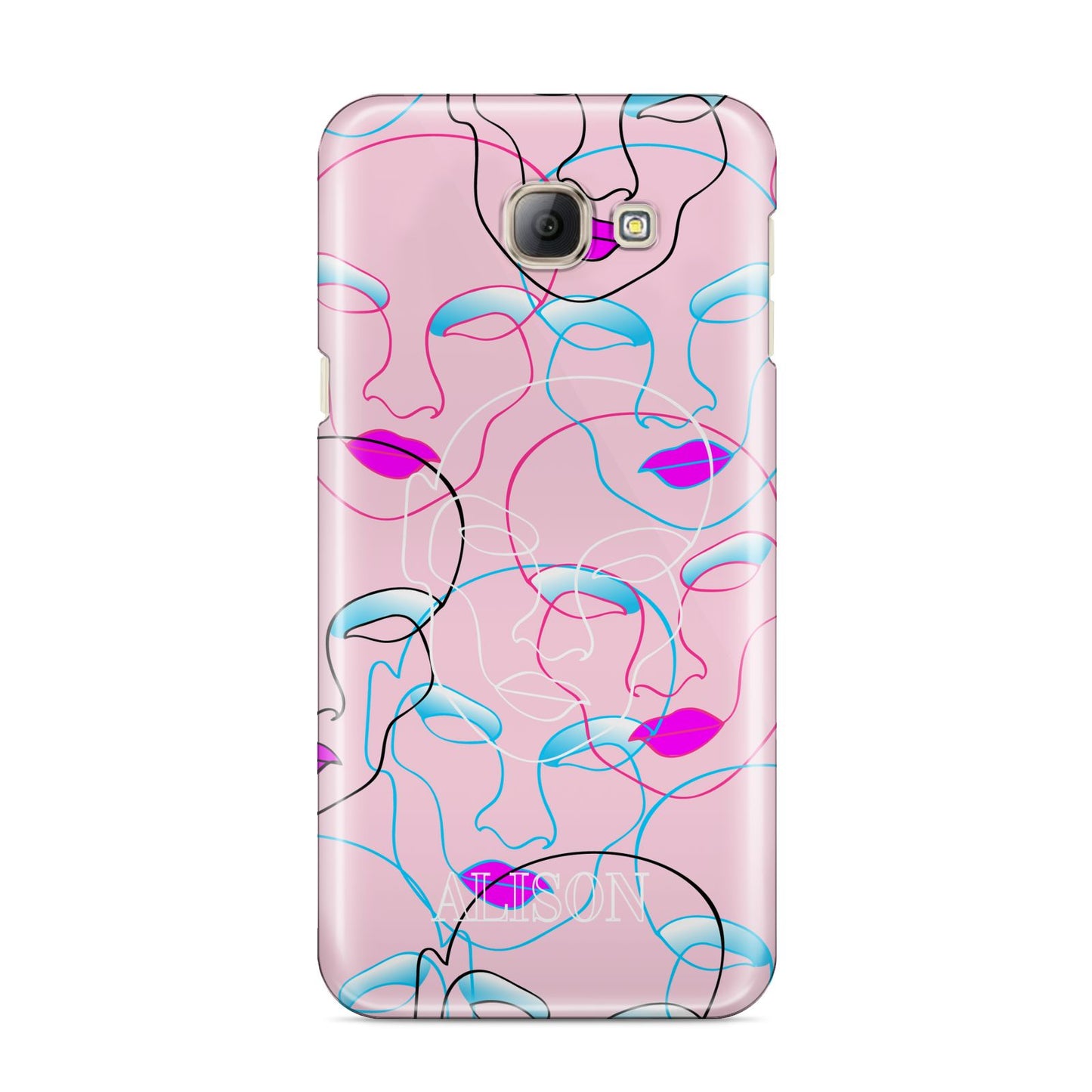 Personalised Pink Line Art Samsung Galaxy A8 2016 Case