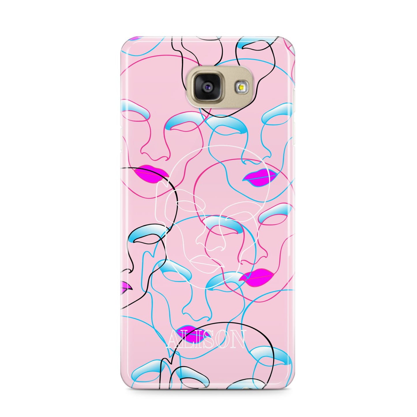 Personalised Pink Line Art Samsung Galaxy A9 2016 Case on gold phone