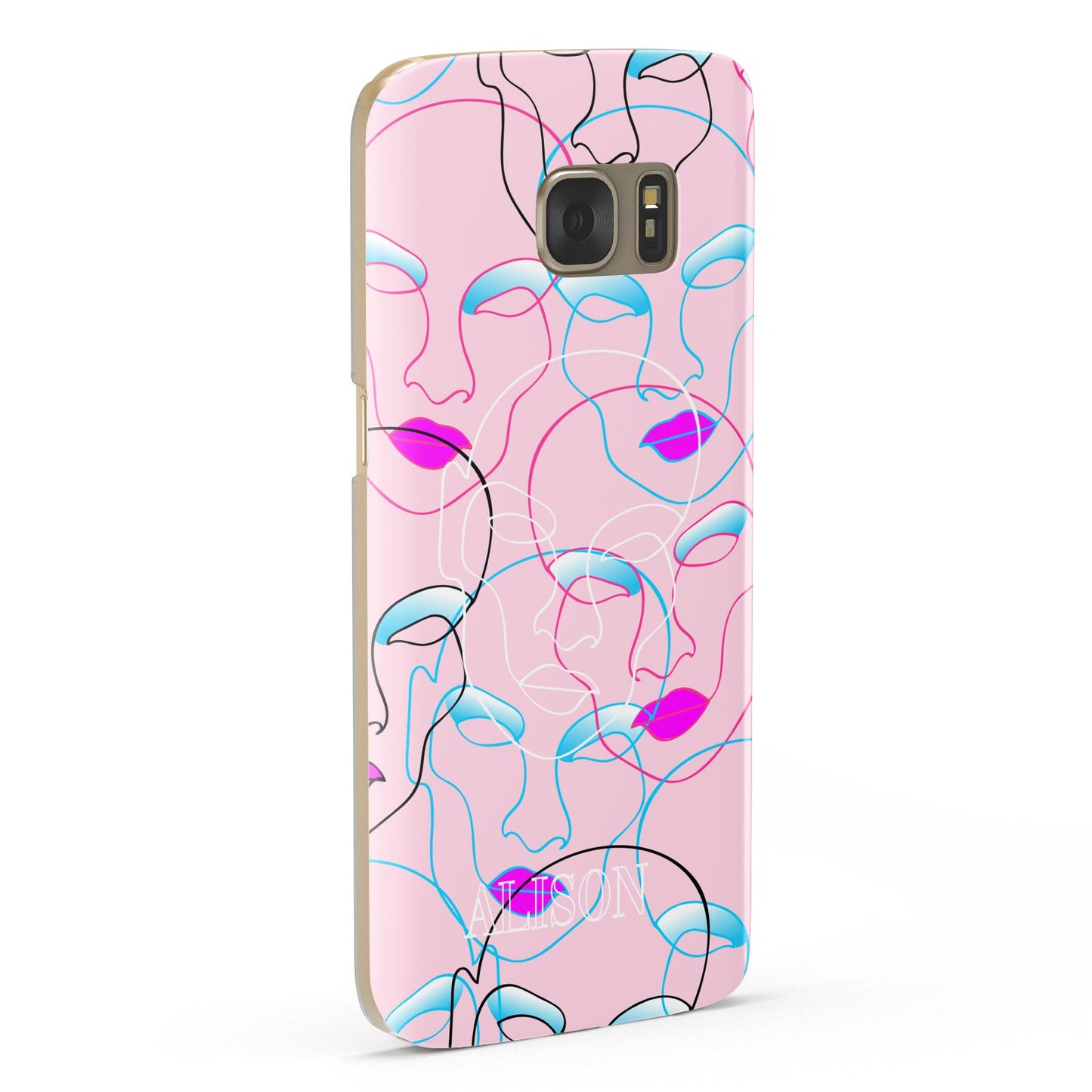 Personalised Pink Line Art Samsung Galaxy Case Fourty Five Degrees