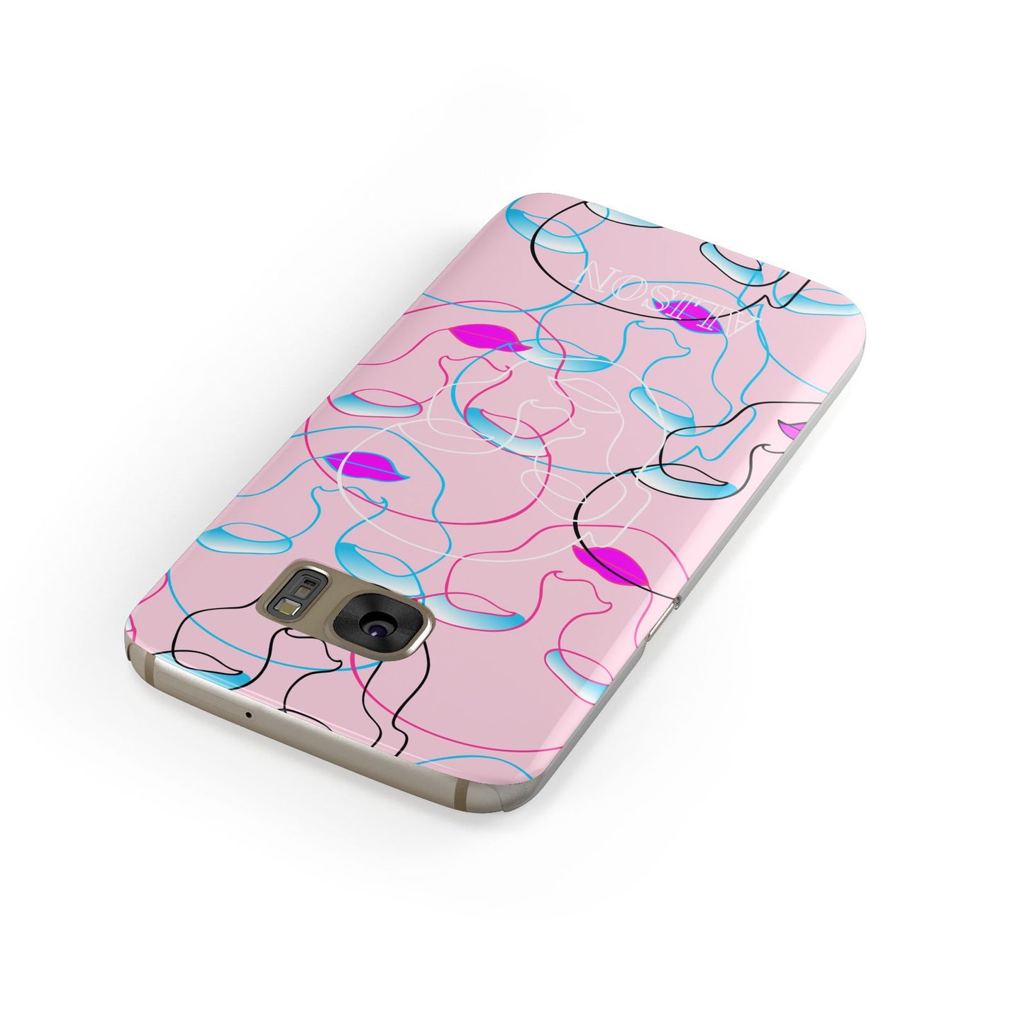 Personalised Pink Line Art Samsung Galaxy Case Front Close Up