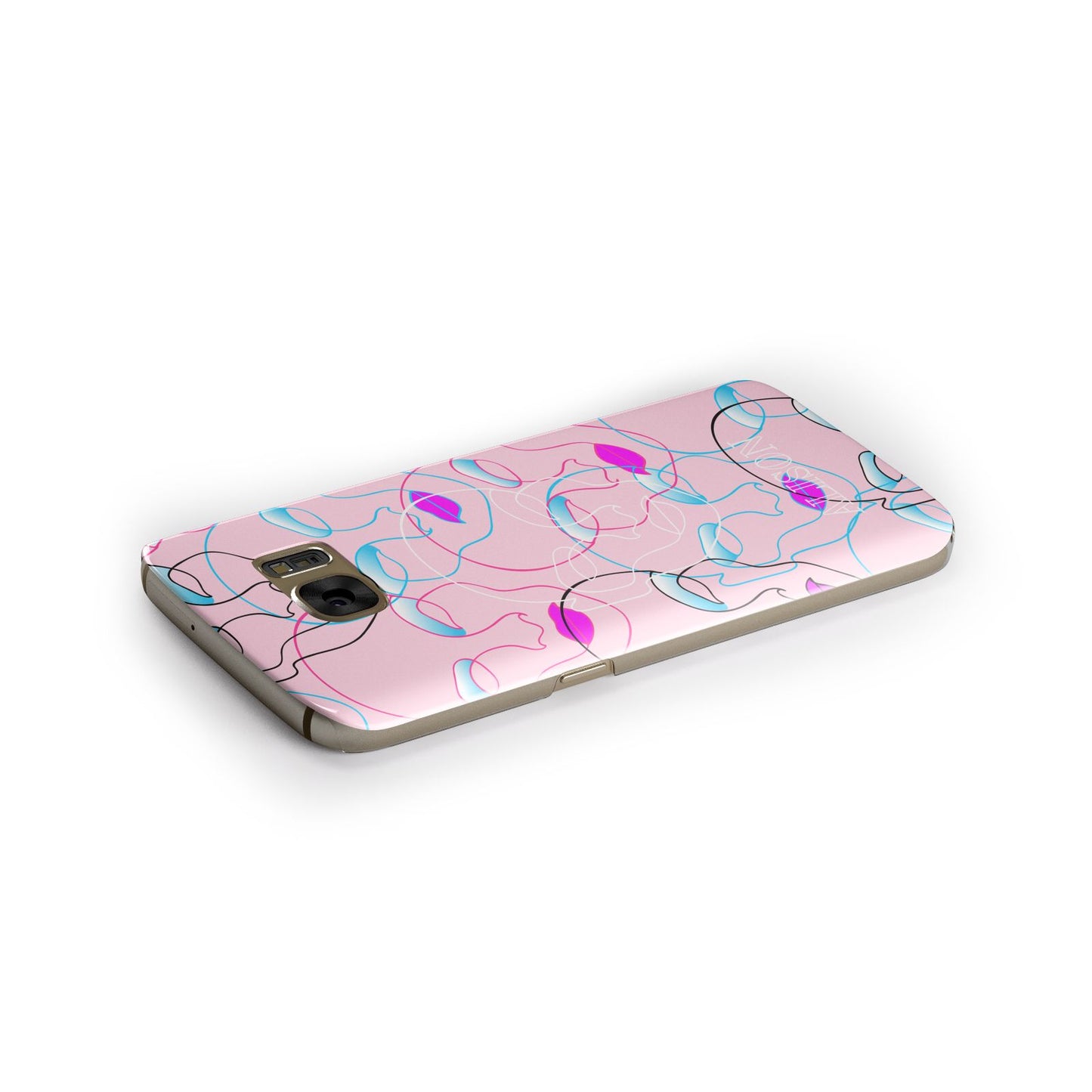 Personalised Pink Line Art Samsung Galaxy Case Side Close Up