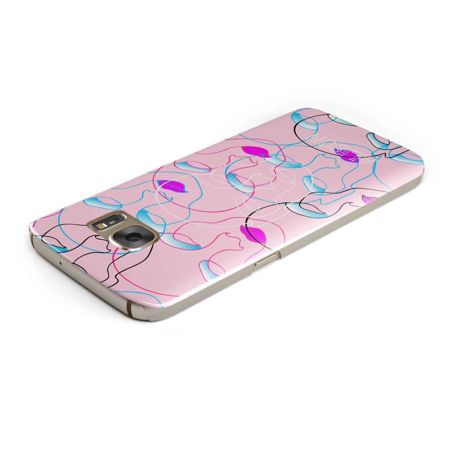 Personalised Pink Line Art Samsung Galaxy Case Top Cutout