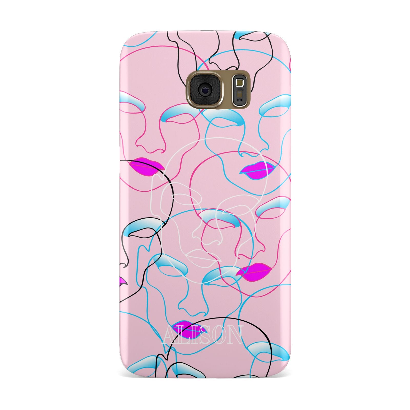 Personalised Pink Line Art Samsung Galaxy Case