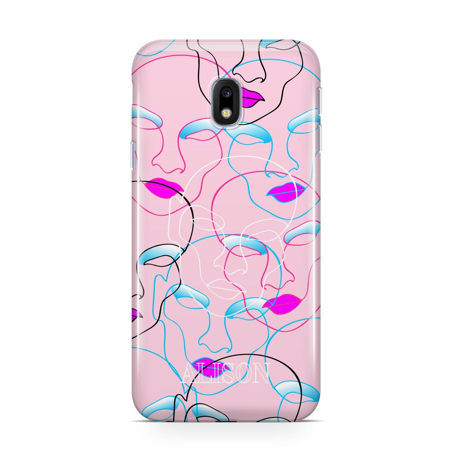 Personalised Pink Line Art Samsung Galaxy J3 2017 Case