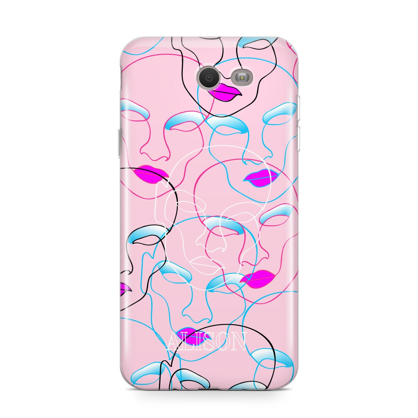 Personalised Pink Line Art Samsung Galaxy J7 2017 Case