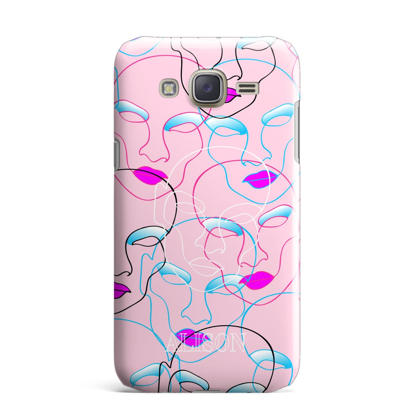 Personalised Pink Line Art Samsung Galaxy J7 Case