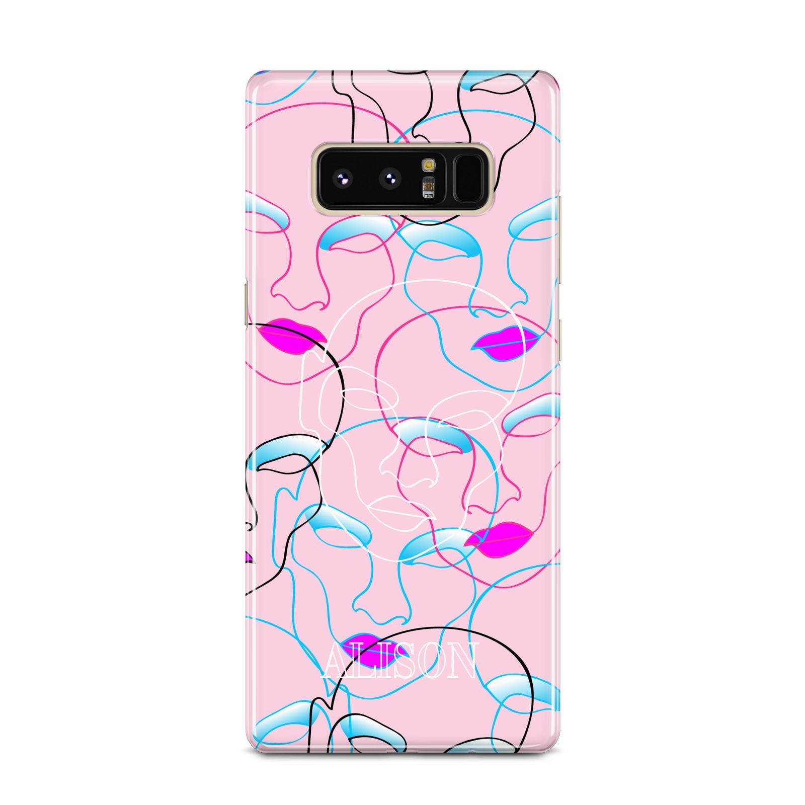 Personalised Pink Line Art Samsung Galaxy Note 8 Case