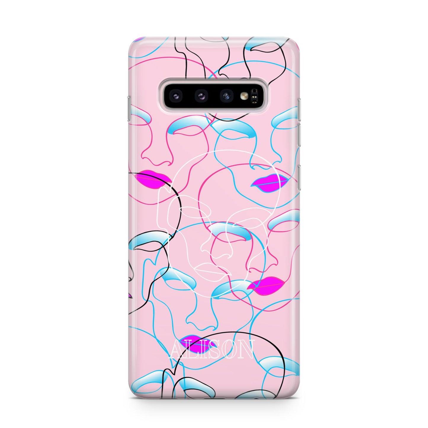 Personalised Pink Line Art Samsung Galaxy S10 Plus Case