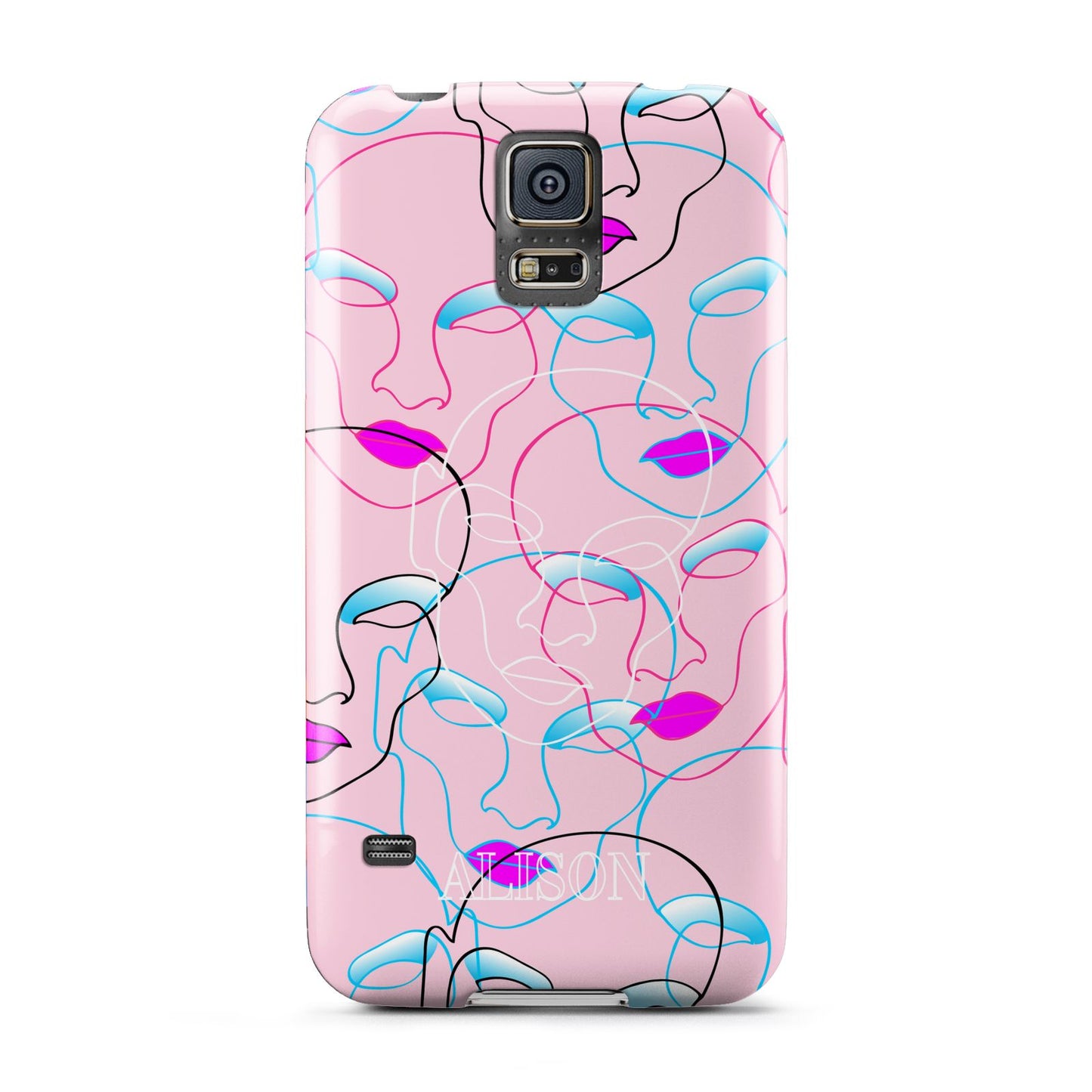 Personalised Pink Line Art Samsung Galaxy S5 Case