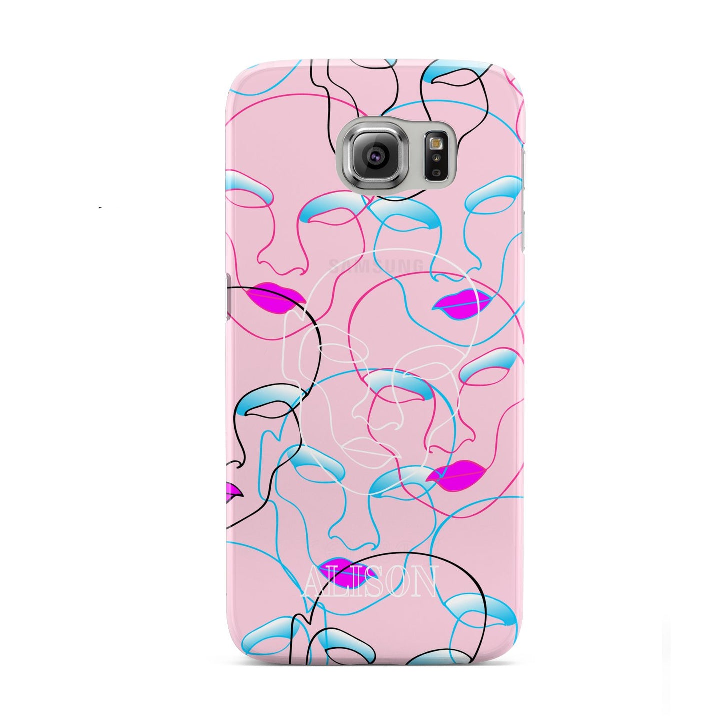 Personalised Pink Line Art Samsung Galaxy S6 Case