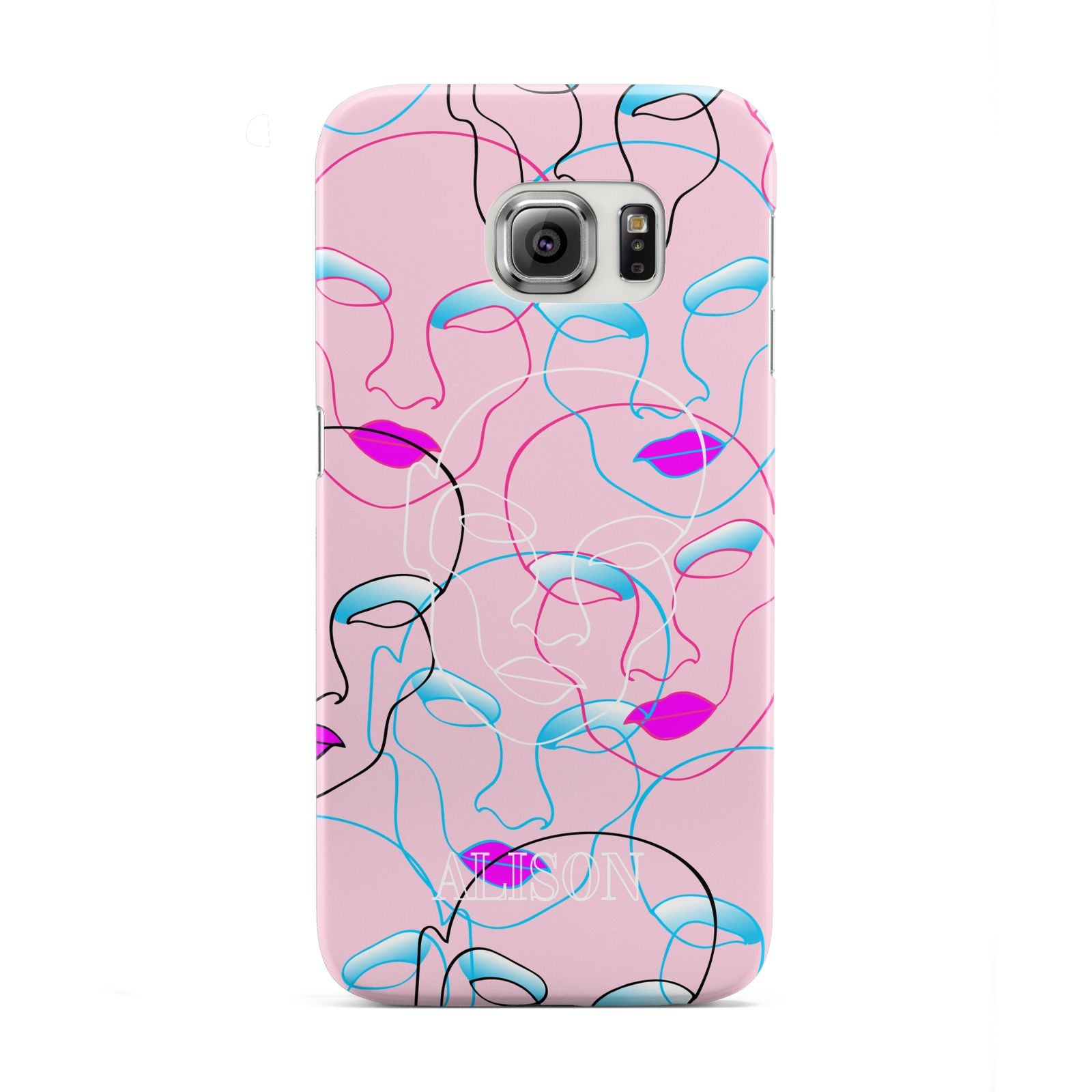 Personalised Pink Line Art Samsung Galaxy S6 Edge Case