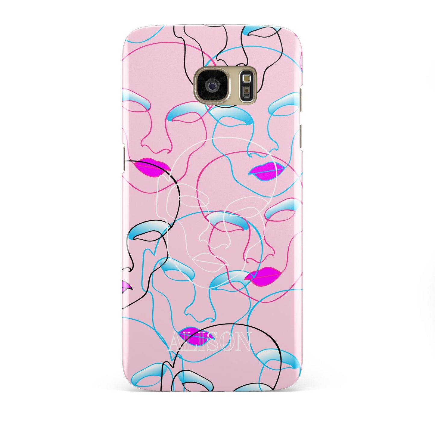 Personalised Pink Line Art Samsung Galaxy S7 Edge Case