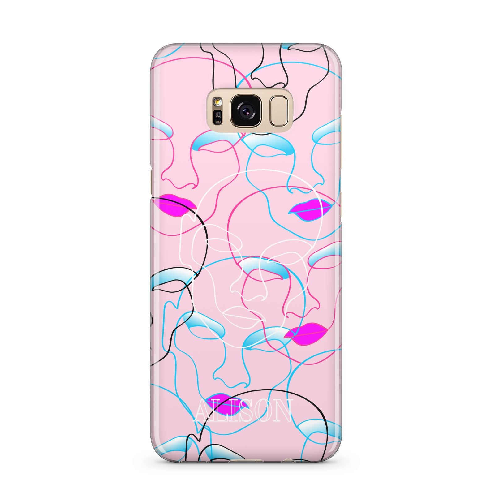 Personalised Pink Line Art Samsung Galaxy S8 Plus Case