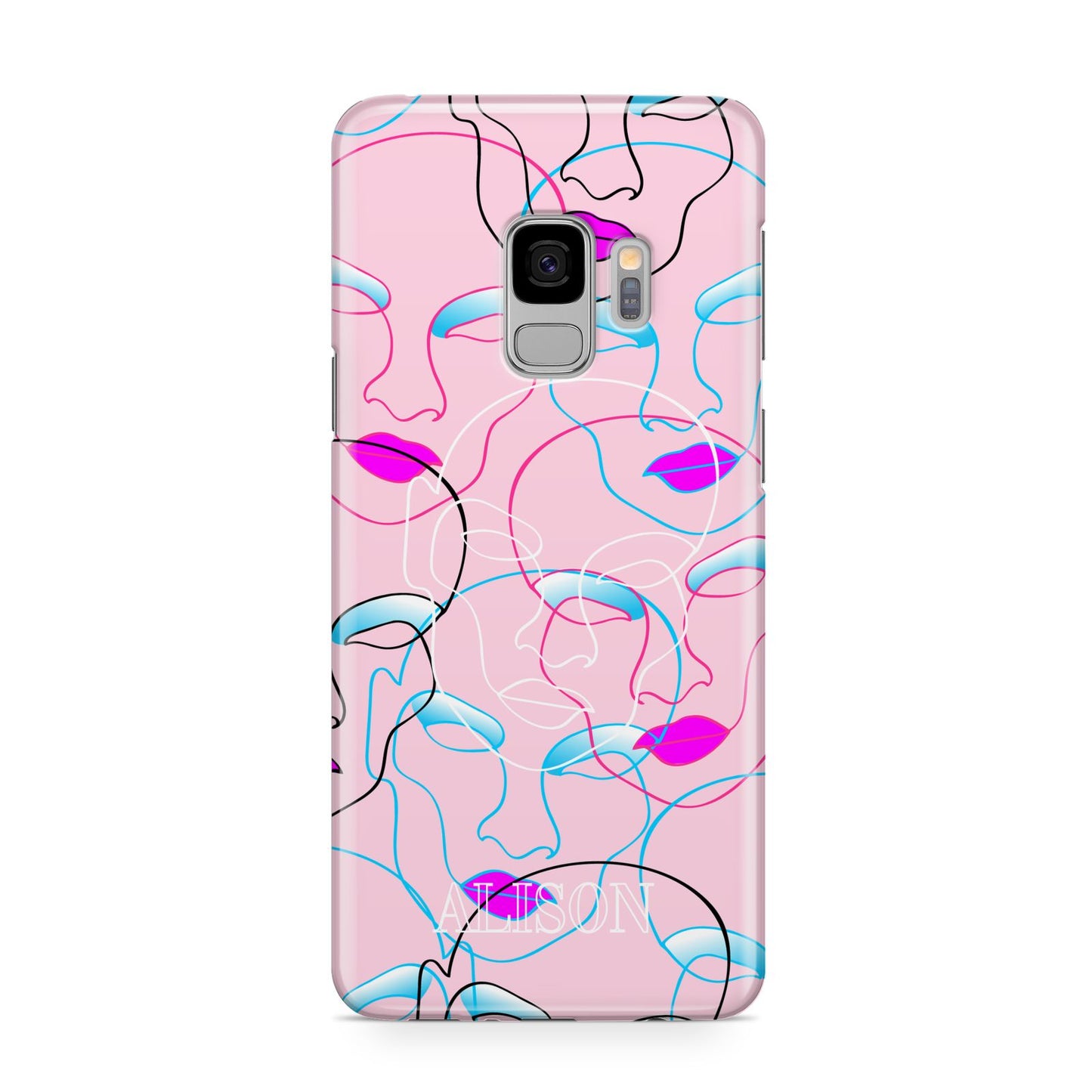 Personalised Pink Line Art Samsung Galaxy S9 Case