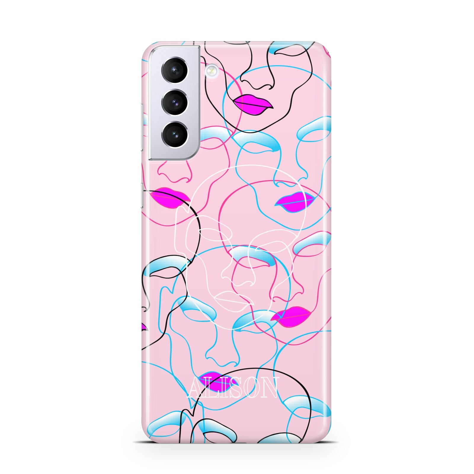 Personalised Pink Line Art Samsung S21 Plus Case