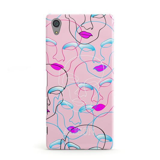 Personalised Pink Line Art Sony Xperia Case