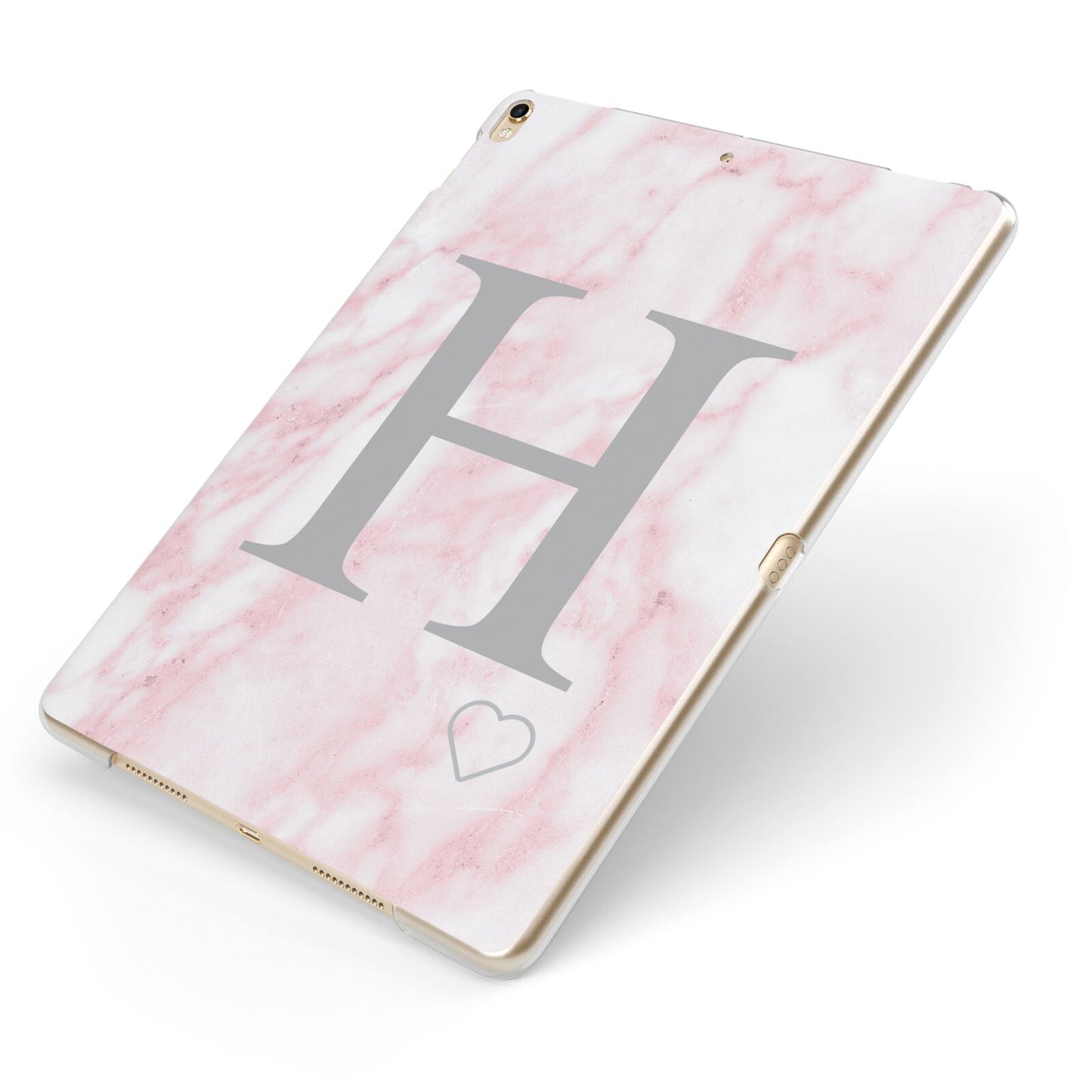 Personalised Pink Marble Initial 1 Custom Apple iPad Case on Gold iPad Side View