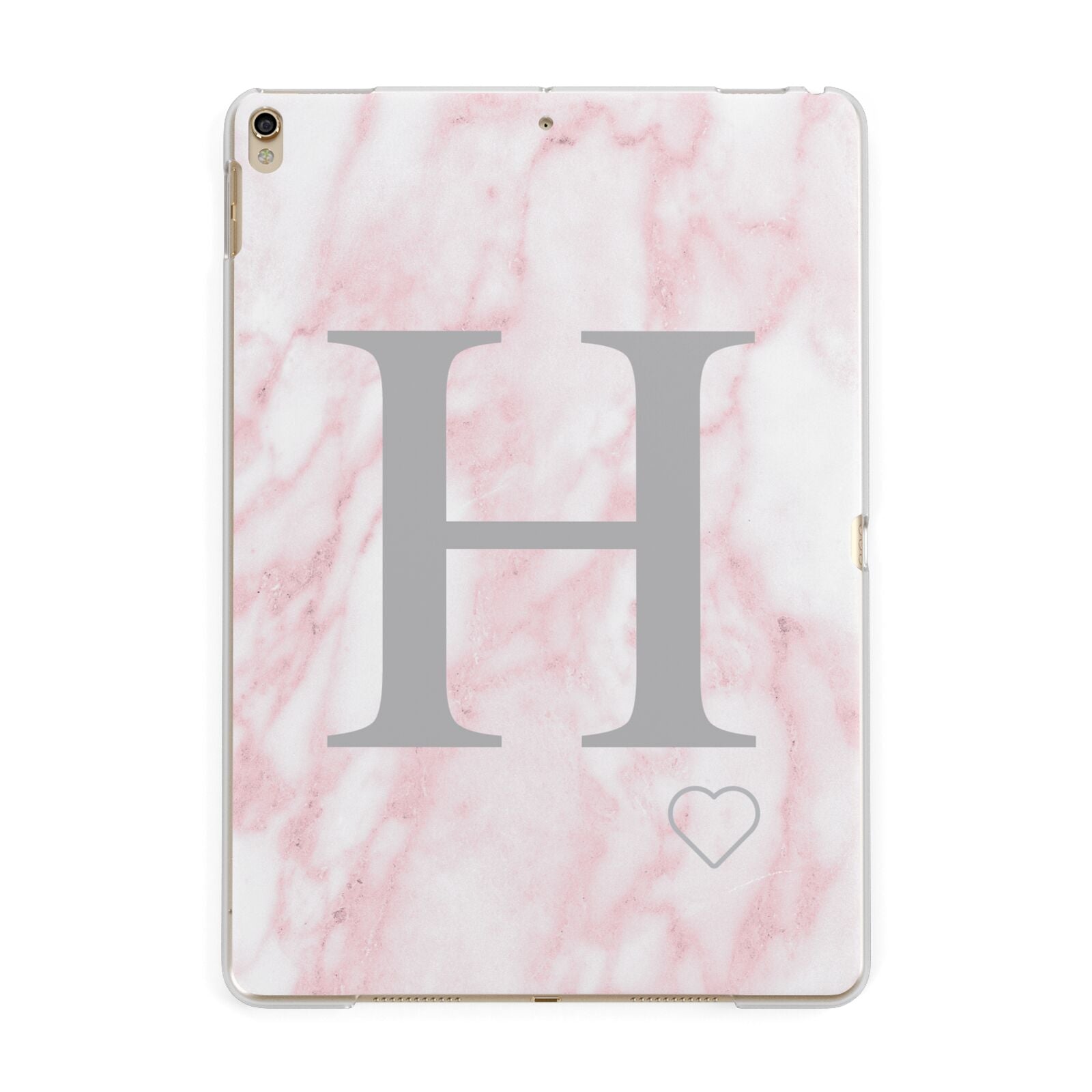 Personalised Pink Marble Initial 1 Custom Apple iPad Gold Case