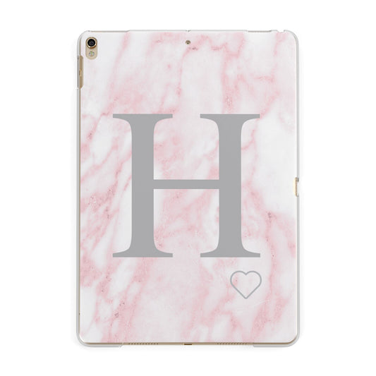 Personalised Pink Marble Initial 1 Custom Apple iPad Gold Case