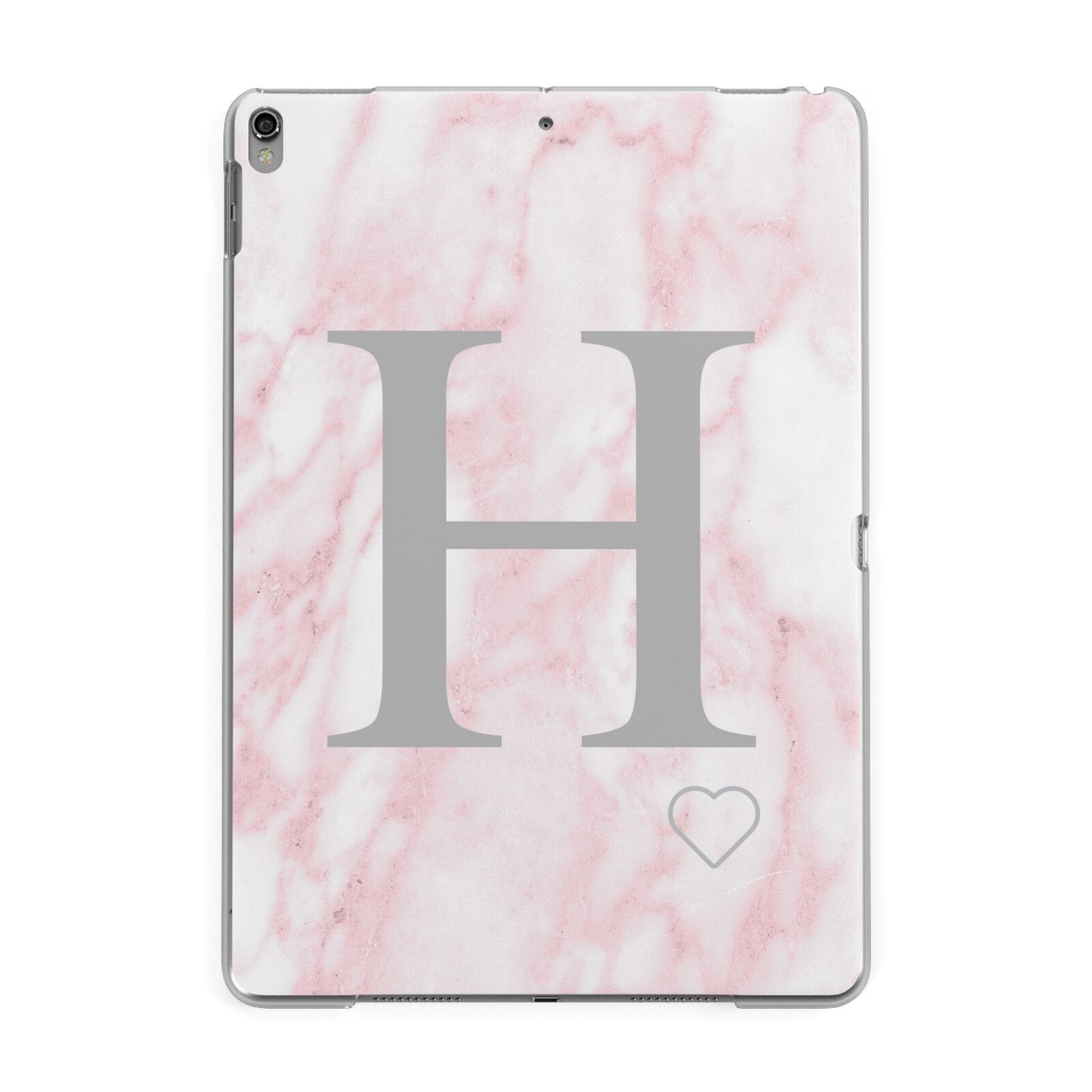 Personalised Pink Marble Initial 1 Custom Apple iPad Grey Case