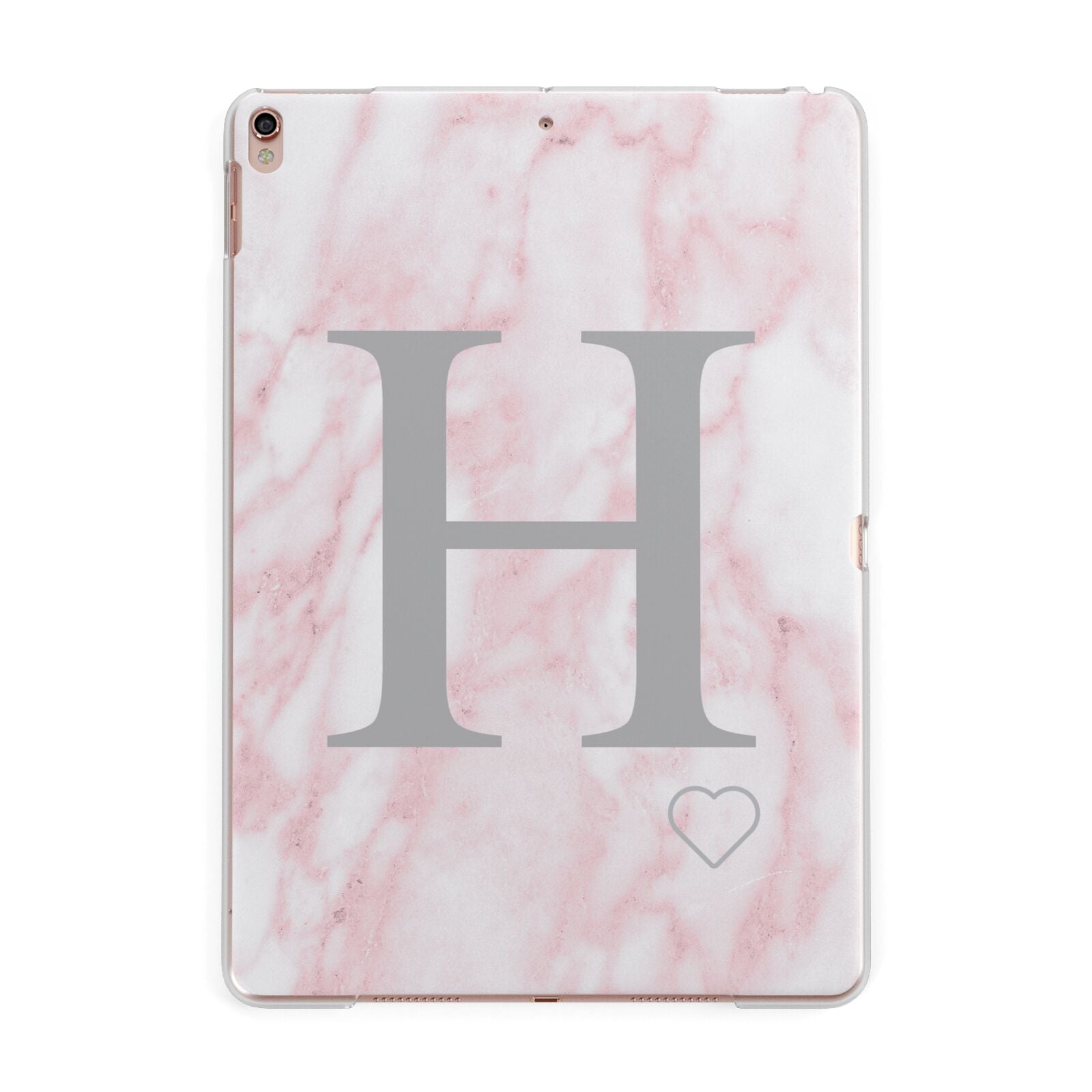 Personalised Pink Marble Initial 1 Custom Apple iPad Rose Gold Case