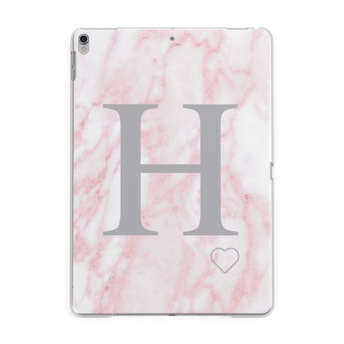 Personalised Pink Marble Initial 1 Custom Apple iPad Silver Case